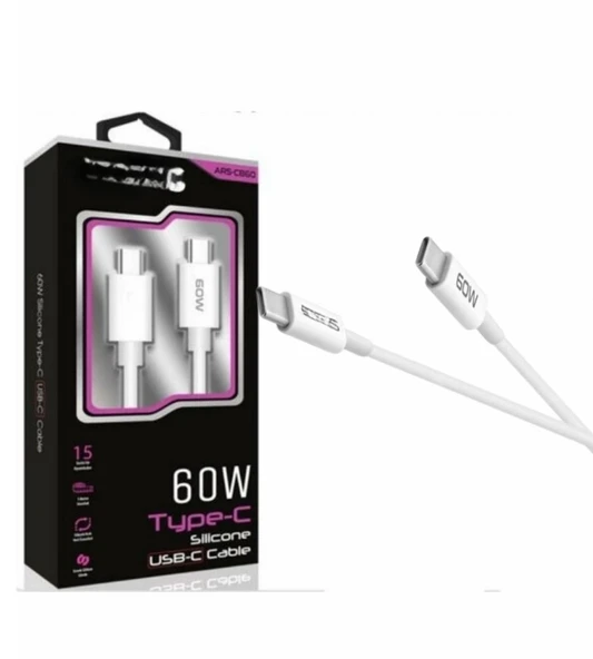 60W Usb-C Type-C Silikon Şarj Kablosu Hızlı Şarj, Dayanıklı Esnek Tasarım, Tüm Usb-C Cihazlarla Uyumlu ürün görseli 1