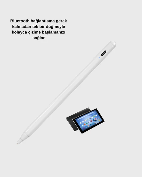 Type-C Şarjlı Dokunmatik Kalem – İpad, İphone Android Uyumlu, Sessiz Çalışan - Resim 4