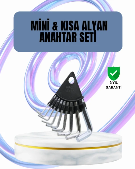 9 Parça Alyan Anahtar Seti Altıgen Uçlu Mobilya Tamir İçin ürün görseli 1