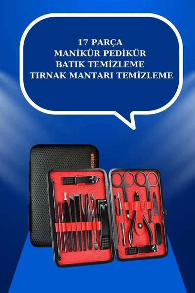 17 Parça El Ayak Bakım Seti Tırnak Temizleme Manikür Pedikür Cımbız Törpü Tırnak Makası ürün görseli 1