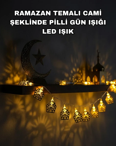 Pilli Ramazan Bayram Led Işık Zinciri Cami Temalı Dekoratif ürün görseli 1