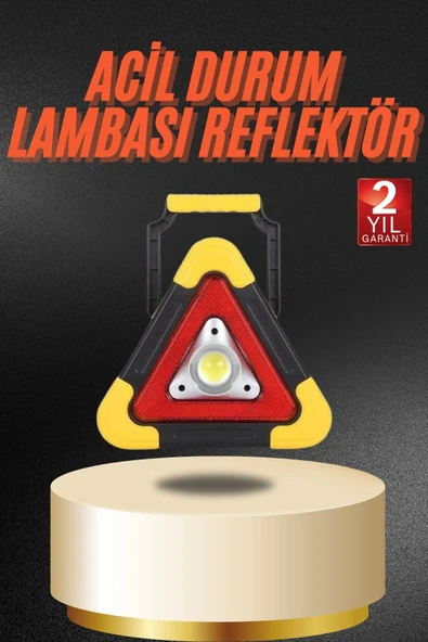 Işıklı İkaz Lambası Reflektör Şarjlı Işıklı Üçgen Led Acil Durum Feneri ürün görseli 1