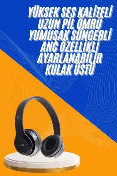 Wireless 5.0 Bluetooth Kablosuz Kulaklık Anc Özellikli Kulak Üstü Ayarlanabilir ürün görseli 1