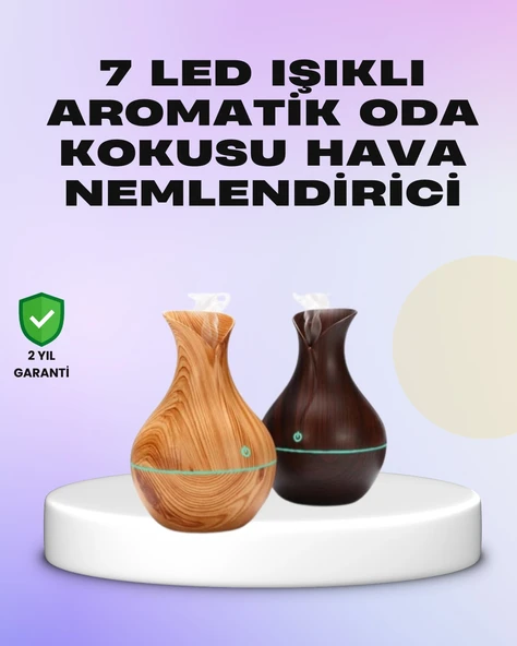 Ultrasonik Ahşap Desenli 130Ml Aromaterapi Difüzör Hava Nemlendirici ürün görseli 1