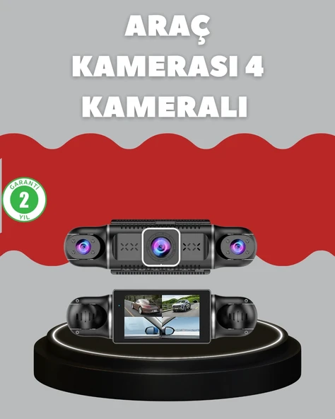 4 Kameralı Araç Kayıt Full Hd Park İzleme Gece Görüş ürün görseli 1