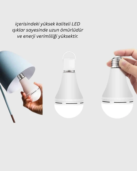 Ev İş Yeri İçin Şarjlı Led Ampul - Resim 3