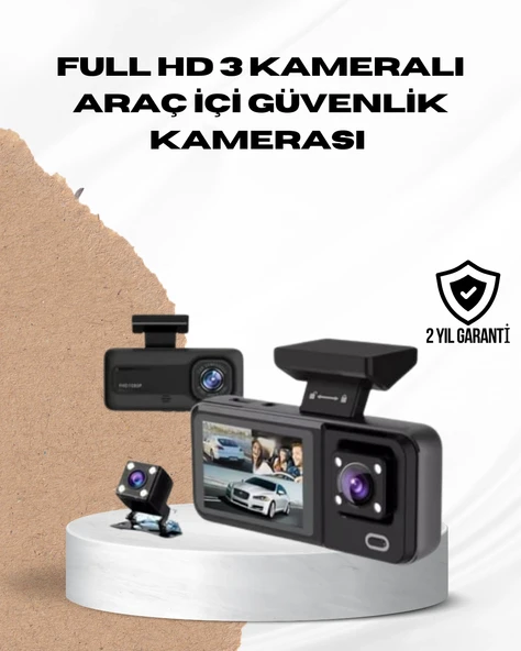 Bağlantılı Full Araç Kamera Seti 3 Kameralı Park Koruma Döngü Kayıt ürün görseli 1