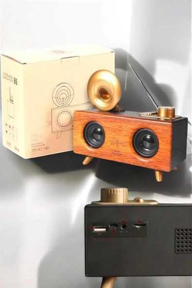 Hoparlör Ahşap Klasik Gramofon Müzik Kutusu - Resim 5