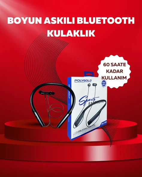 Polygold Pg-100 Bluetooth 5.0 Boyun Bantlı Kulaklık – 50 Saat Konuşma Süresi, Type-C Şarj ürün görseli 1
