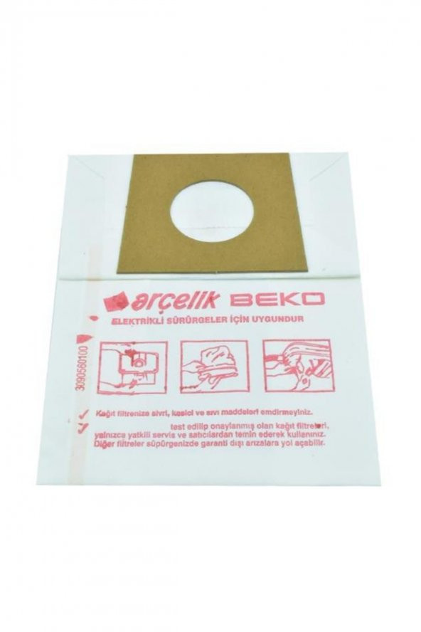 Beko S 911, S 941, S 5911, S 5941, S 6945 Süpürge Kağıt Torbası Paket Içi 10 Adet ürün görseli 1