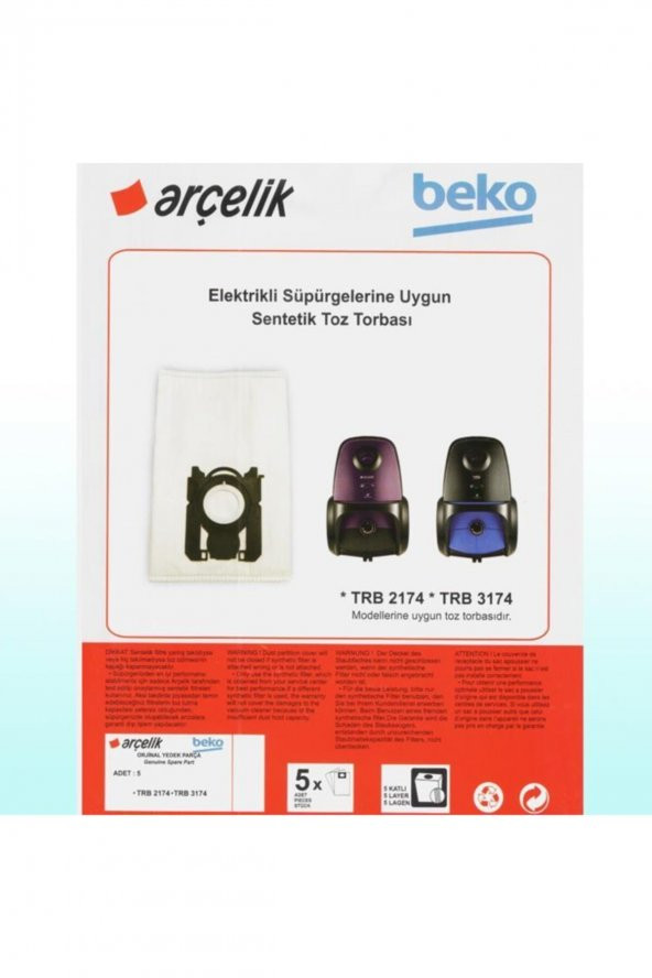 Trb 3174 Süpürge Modeli 5 Adet Toz Torbası Trb3174 ürün görseli 1