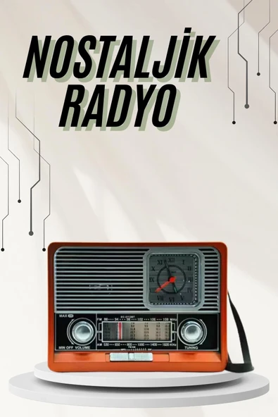 Saatli Fenerli Bluetooth Nostaljik Radyo Aux Sd Usb Girişli Bluetooth Hoparlör ürün görseli 1
