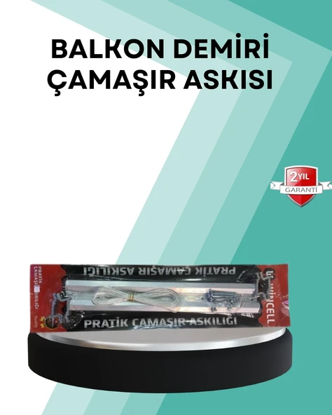 Kare Küpeşte Uyumlu Balkon Çamaşır Askısı 25X60 Cm Beyaz Pratik ürün görseli 1