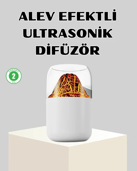 Ultrasonik Alev Efektli Aromaterapi Difüzörü Usb Şarjlı Otomatik Kapanma Özellikli ürün görseli 1