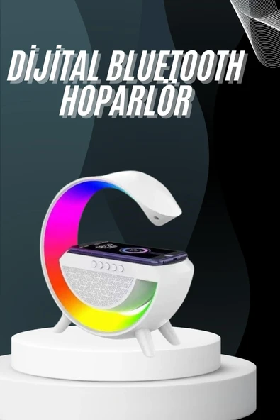 Bluetooth Hoparlör G Şekli Atmosfer Akıllı Rgb Lamba Wireless Kablosuz Şarj ürün görseli 1