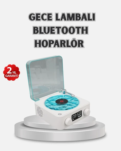 3-Ü-1 Gece Işığı Bluetooth Hoparlör Dijital Saat Plak Çalar Tasarımlı ürün görseli 1