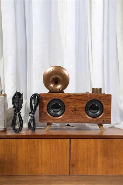 Hoparlör Ahşap Klasik Gramofon Müzik Kutusu - Resim 3