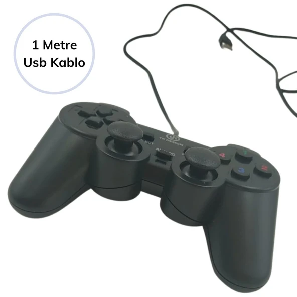 Çift Titreşimli Usb Kablolu Oyun Kolu Pc Vibration Gamepad - Resim 5