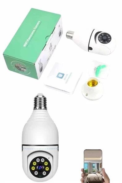 Güvenlik Kamerası Wi-Fi Özellikli 360 Derece Full Hd 1080P Ampül Kamera ürün görseli 1