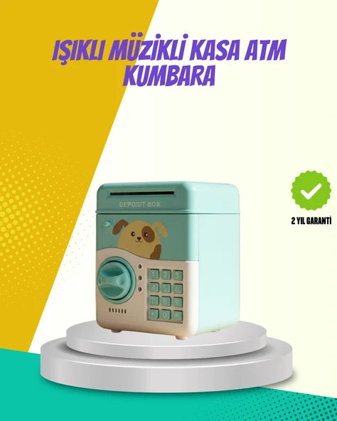 Atm Görünümlü Su Yeşili Otomatik Çeken Şifreli Kumbara ürün görseli 1