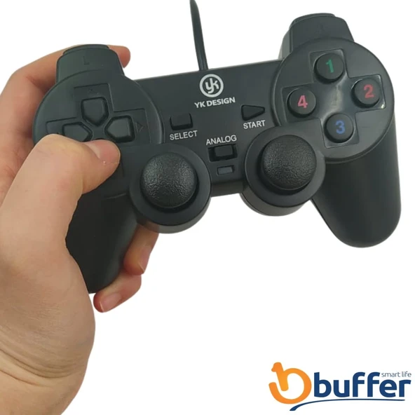 Çift Titreşimli Usb Kablolu Oyun Kolu Pc Vibration Gamepad - Resim 4