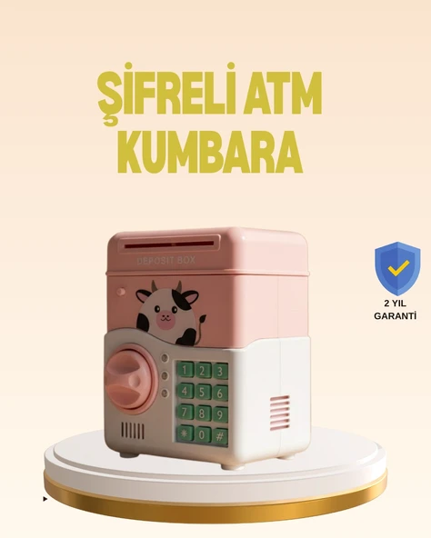 Çocuklar İçin Pembe Atm Görünümlü Elektronik Kumbara ürün görseli 1