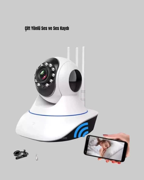 Hd Ip Kamera – Gece Görüşlü, Hareket Sensörlü, Takip Çift Yönlü Ses - Resim 3