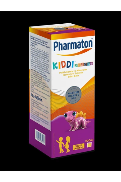 Pharmaton Kiddi Growth Kalsiyum Vitamin D İyot İçeren Takviye Edici Gıda Meyve Aromalı Şurup 200 ml ürün görseli 1