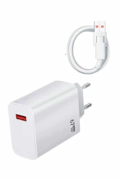 Beyaz Hızlı Seti Adaptörü Kablosu 67W - Resim 4