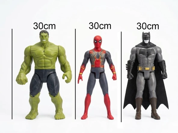 Efsanevi Kahramanlar Seti - Hulk, Örümcek Adam ve Batman (30 cm Dev Boy) - Resim 3