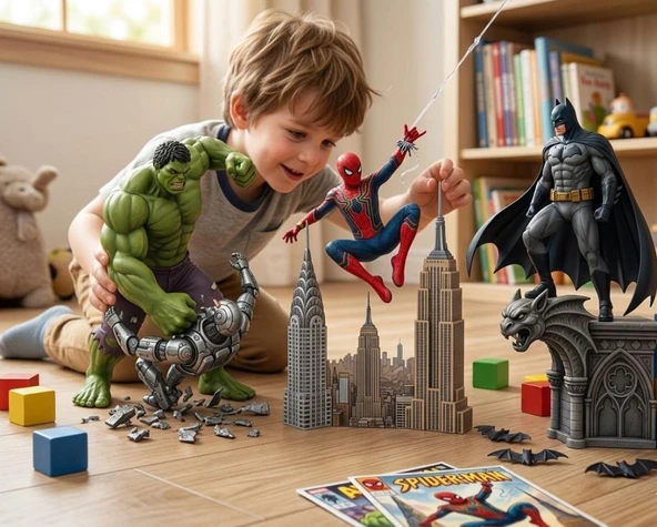 Efsanevi Kahramanlar Seti - Hulk, Örümcek Adam ve Batman (30 cm Dev Boy) - Resim 2