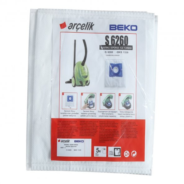 Arçelik S 6260 Süpürge Torbası 5 Adet 203420 ürün görseli 1