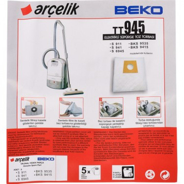 Arçelik S 6945 Süpürge Torbası 10 Adet 203120 ürün görseli 1