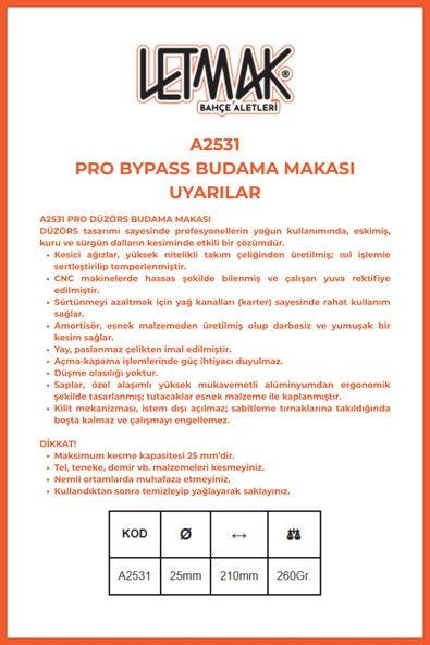 PRO DÜZÖRS BUDAMA MAKASI - A2531 - Resim 4
