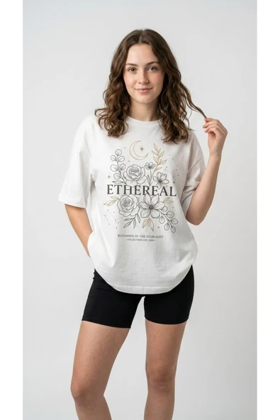 Kadın Oversize Tişört Ethereal Baskılı ürün görseli 1