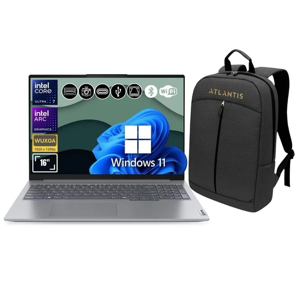 Lenovo Thinkbook 21MS008RTR Atl74 Ultra7-155H 24GB Ram 1TB SSD Arc Graphics 16" W11Pro Notebook+Çanta ürün görseli 1