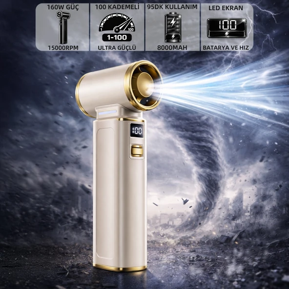 Mioji AD72 Pro 8000mAh 150000RPM Taşınabilir Güçlü Hava Üfleme Cihazı - Beyaz ürün görseli 1