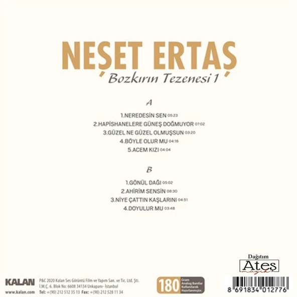 Neşet Ertaş Bozkırın Tezenesi 1 LP - Resim 2
