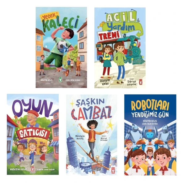 Hüseyin Keleş Hikaye Seti 5 Kitap (Acil Yardım Treni + Yedek Kaleci + Oyun Satıcısı + Şaşkın Cambaz + Robotları Yendiğimiz Gün) ürün görseli 1