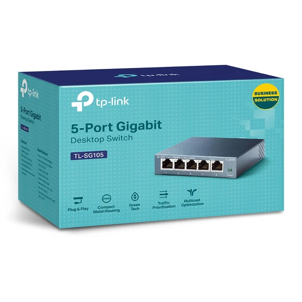 5 Port 10-100-1000 Mbps Switch Çelik Kasa Tl-Sg105 ürün görseli 1