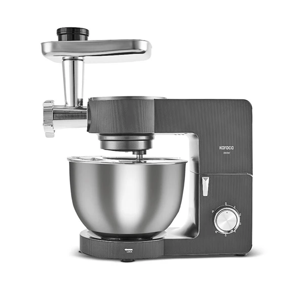 Karaca Multichef Ultra Kıyma Çekme/Sucuk-Sosis/İçli Köfte Aparatlı Hamur Yoğurma Makinesi Antrasit 2000W 7L ürün görseli 1