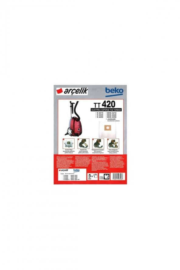 Arçelik S 4250 Süpürge Sentetik Toz Torbası 20 Adet ürün görseli 1