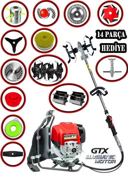 Eisenn Alman XB14 POWER Sırt Tırpan+ Akrobat Çapalama + Toprak Eşeleme 14 Parça Full Set ürün görseli 1