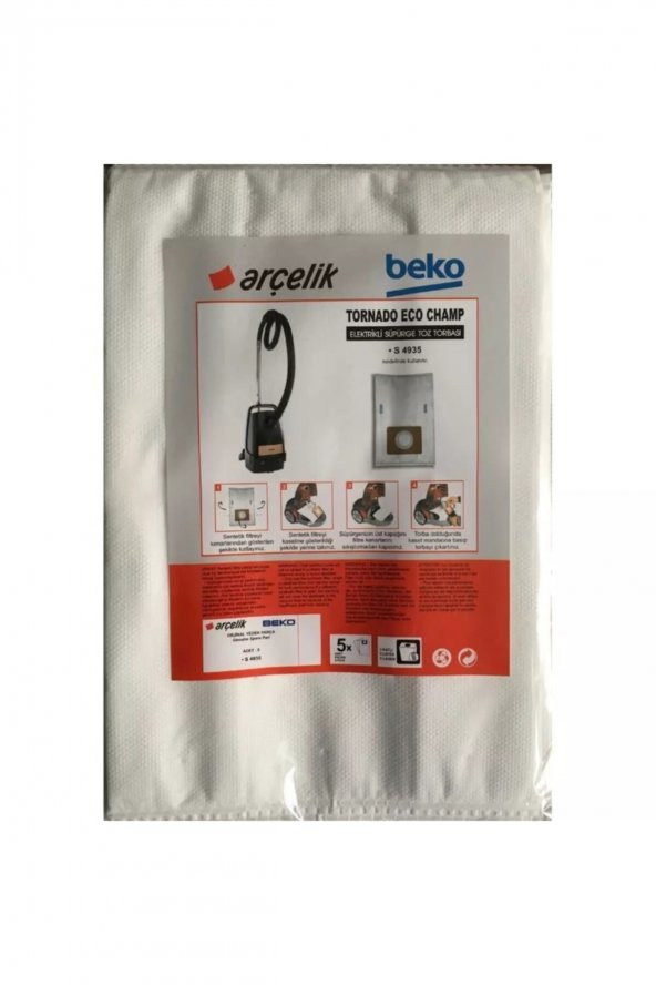 Arçelik Tornado Eco Champ Elektrikli Süpürge Torbası 5 Adet ürün görseli 1