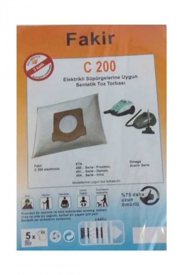 fakir  C200 - C220 Süpürge Torbası 5 Adet ürün görseli 1