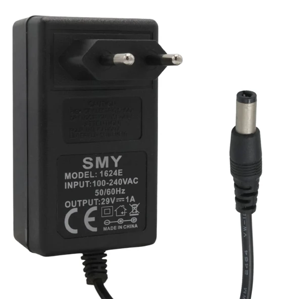 Smy 1624E 29 Volt 1 Amper 5.5*2.5Mm + 5.5X2.1Mm Uçlu Uyumlu Priz Tipi Adaptör ürün görseli 1