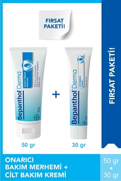Bepanthol Derma Onarıcı Bakım Merhemi 50 gr + Derma Cilt Bakım Kremi 30 gr ürün görseli 1