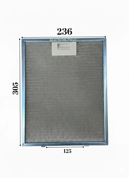 En 236mm Boy 305mm Arka Tırnak Arası 125mm Aspratör Filtresi ürün görseli 1