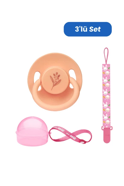 Wee Baby Pure Yuvarlak Uçlu Kauçuk Emzik No:1 - SOMON (Kutu ve Band Seti) KIZ ürün görseli 1