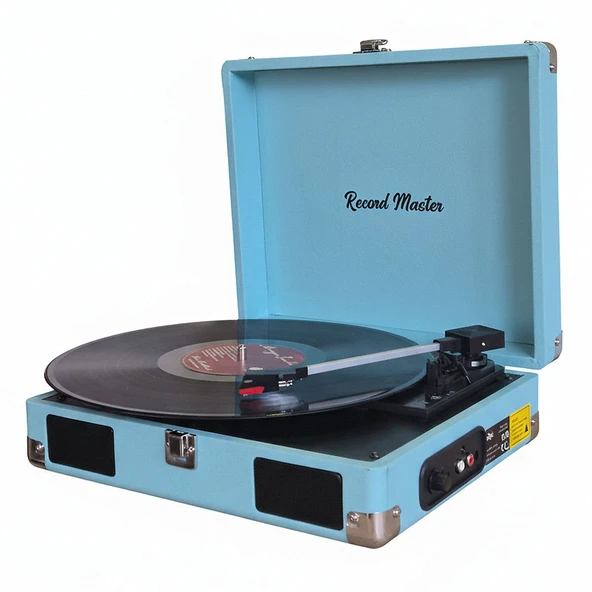Record Master RM-311 Mavi Renkli Pikap - Tüm Plaklar İle Uyumlu - Power Bank lere Bağlanarak Kullanılabilme ürün görseli 1